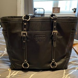 Coach Black Leather Tote Bag